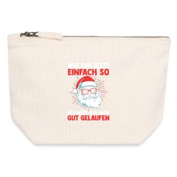 Weihnachtsmann Weihnachtszeit Unartig Weihnachts - Canvas Reißverschluss-Täschchen (12 x 13 cm) - Naturweiß - Vorne