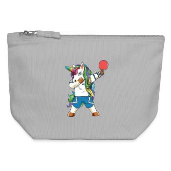Joueur de ping-pong licorne qui fait du dab - Pochette zippée en toile 12 x 13 cm - gris chiné - Devant