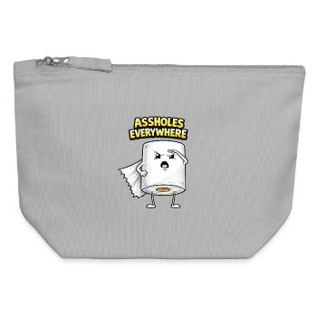 Héros du papier toilette partout - Pochette zippée en toile 12 x 13 cm - gris chiné - Devant