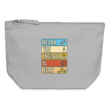 Relax The Engineer Is Here Retro Geschenk - Canvas Reißverschluss-Täschchen (12 x 13 cm) - Grau meliert - Vorne