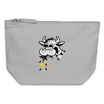 Cow eats bouquet - Canvas Zip Pouch 12 x 13 cm - sports grey - Front