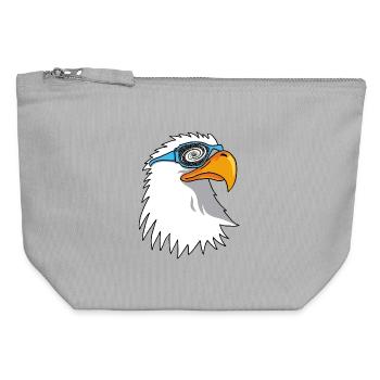 Aigle et lunettes galactiques - Pochette zippée en toile 12 x 13 cm - gris chiné - Devant