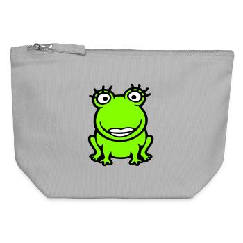Frosch Girl Wimpern hübsche Frau weiblich Mädchen - Canvas Reißverschluss-Täschchen (12 x 13 cm) - Grau meliert - Vorne