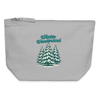 Pins du pays des merveilles hivernales - Pochette zippée en toile 12 x 13 cm - gris chiné - Devant