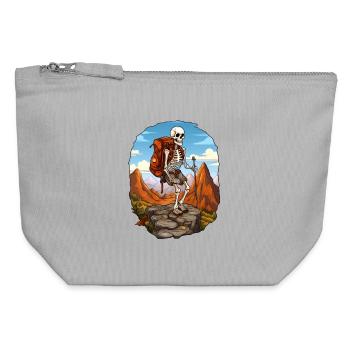 Squelettes Randonnée / Alpiniste Squelette - Pochette zippée en toile 12 x 13 cm - gris chiné - Devant