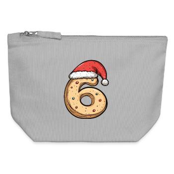 Biscuit de Noël à 6 chiffres - Pochette zippée en toile 12 x 13 cm - gris chiné - Devant