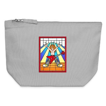 Stained Glass Rock Guitarist - Canvas Zip Pouch 12 x 13 cm - sports grey - Front
