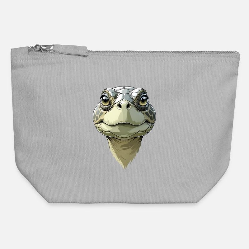 Funny turtle head - Canvas Zip Pouch 12 x 13 cm - sports grey
