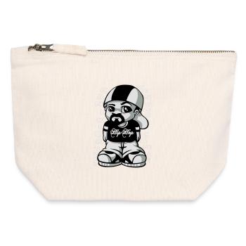 Hip hop fan - Pochette zippée en toile 12 x 13 cm - blanc naturel - Devant