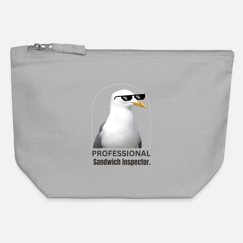 Humorous Seagull with Sunglasses T-Shirt - Canvas Zip Pouch 12 x 13 cm - sports grey