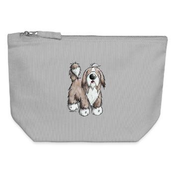 Der Bearded Collie - Canvas Reißverschluss-Täschchen (12 x 13 cm) - Grau meliert - Vorne