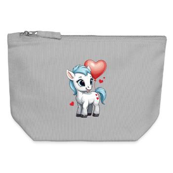 Cute pony with heart - Canvas Zip Pouch 12 x 13 cm - sports grey - Front