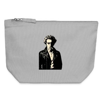 Soren Kierkegaard Rebellenporträt in Leder - Canvas Reißverschluss-Täschchen (12 x 13 cm) - Grau meliert - Vorne