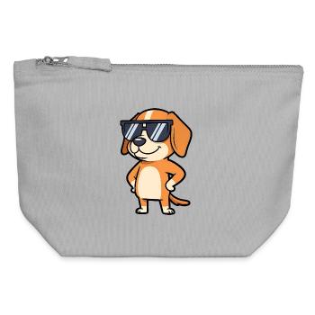 Sunglasses Dog Pose - Canvas Zip Pouch 12 x 13 cm - sports grey - Front