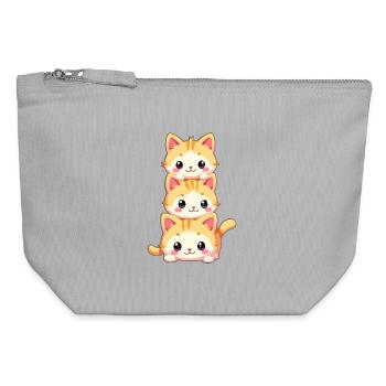 Stacked Kitten Trio - Canvas Zip Pouch 12 x 13 cm - sports grey - Front