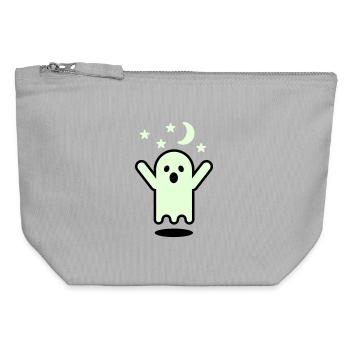 Glow in the dark ghost - Canvas Zip Pouch 12 x 13 cm - sports grey - Front