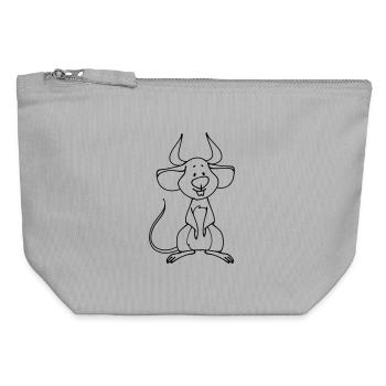 Souris du diable - Pochette zippée en toile 12 x 13 cm - gris chiné - Devant