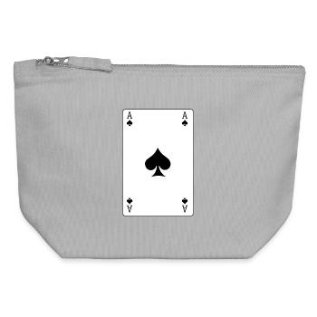 Spielkarte Pik-Ass - Canvas Reißverschluss-Täschchen (12 x 13 cm) - Grau meliert - Vorne