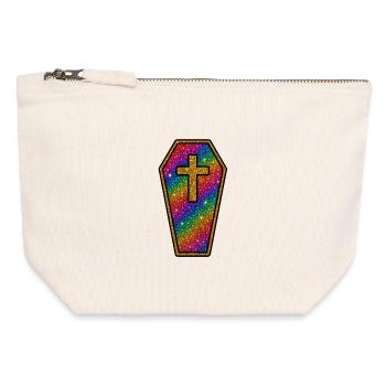 Halloween Sarg | Regenbogen Glitzer Sargkreuz  - Canvas Reißverschluss-Täschchen (12 x 13 cm) - Naturweiß - Vorne