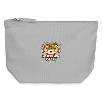 Bol de nouilles ramen mignons - Pochette zippée en toile 12 x 13 cm - gris chiné - Devant
