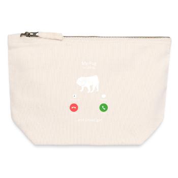 My Pug Is Calling Funny Dog Phone Screen - Canvas Zip Pouch 12 x 13 cm - nature - Front