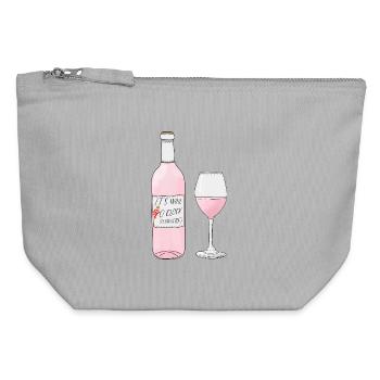It‘s wine o‘clock - Ein Gläschen Rosé-Wein - Party - Canvas Reißverschluss-Täschchen (12 x 13 cm) - Grau meliert - Vorne