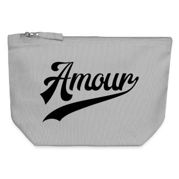 Amour Vintage Retro  - Pochette zippée en toile 12 x 13 cm - gris chiné - Devant