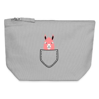 Llama in the bag - Canvas Zip Pouch 12 x 13 cm - sports grey - Front