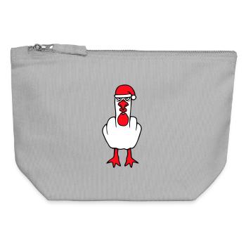 Mouette Doigt d’Honneur Baise Vous Noël En Colère - Pochette zippée en toile 12 x 13 cm - gris chiné - Devant