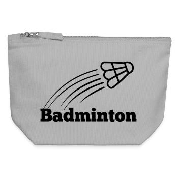 Badminton text with shuttle flying up - Canvas Zip Pouch 12 x 13 cm - sports grey - Front