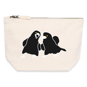 Minimalistisches Raven-Duo - Canvas Reißverschluss-Täschchen (12 x 13 cm) - Naturweiß - Vorne