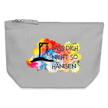 Lass Dich nicht so hängen.... - Canvas Reißverschluss-Täschchen (12 x 13 cm) - Grau meliert - Vorne