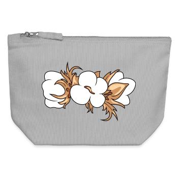 Coton en floraison - Pochette zippée en toile 12 x 13 cm - gris chiné - Devant