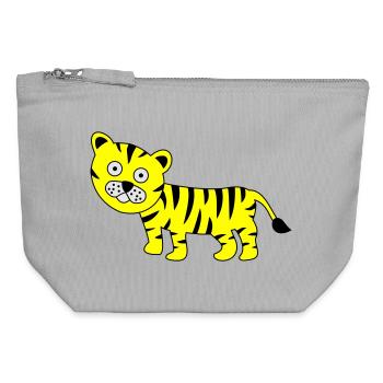 Tiger Funny - Canvas Zip Pouch 12 x 13 cm - sports grey - Front