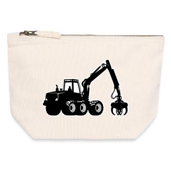 Harvester Silhouette - Canvas Reißverschluss-Täschchen (12 x 13 cm) - Naturweiß - Vorne