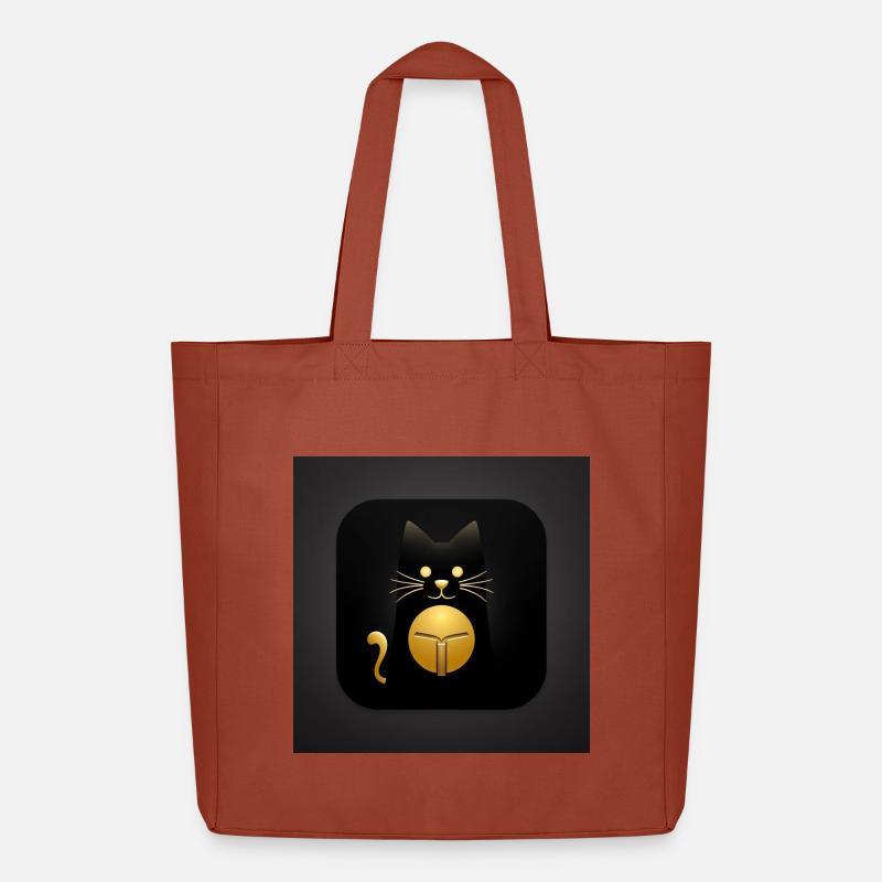 Schwarze Katze mit Gold  Elegantes Design - Midweight recycelter Stoffbeutel von Stanley/Stella - Terrakotta