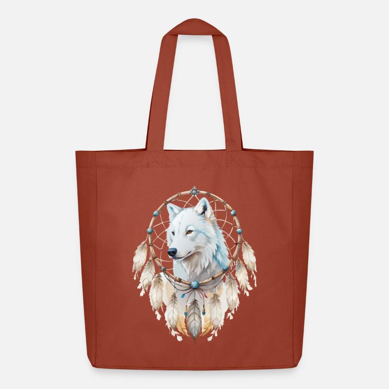 Wolf in einem Traumfänger-Mystisches Wolfs Design - Midweight recycelter Stoffbeutel von Stanley/Stella - Terrakotta