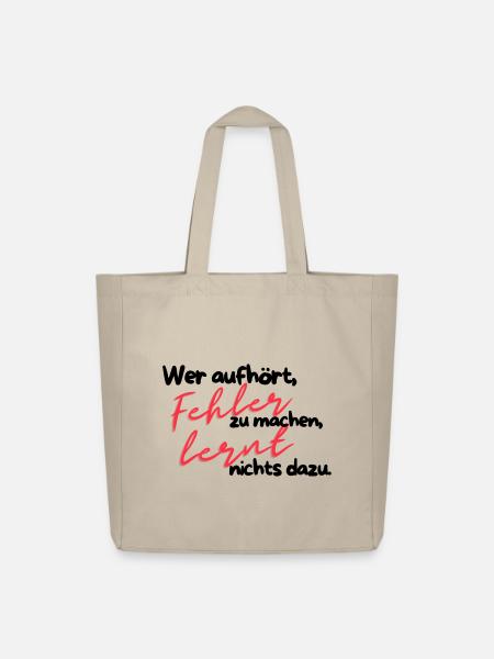 Fehler lehrt Rote Schrift - Midweight recycelter Stoffbeutel von Stanley/Stella - Cremebeige
