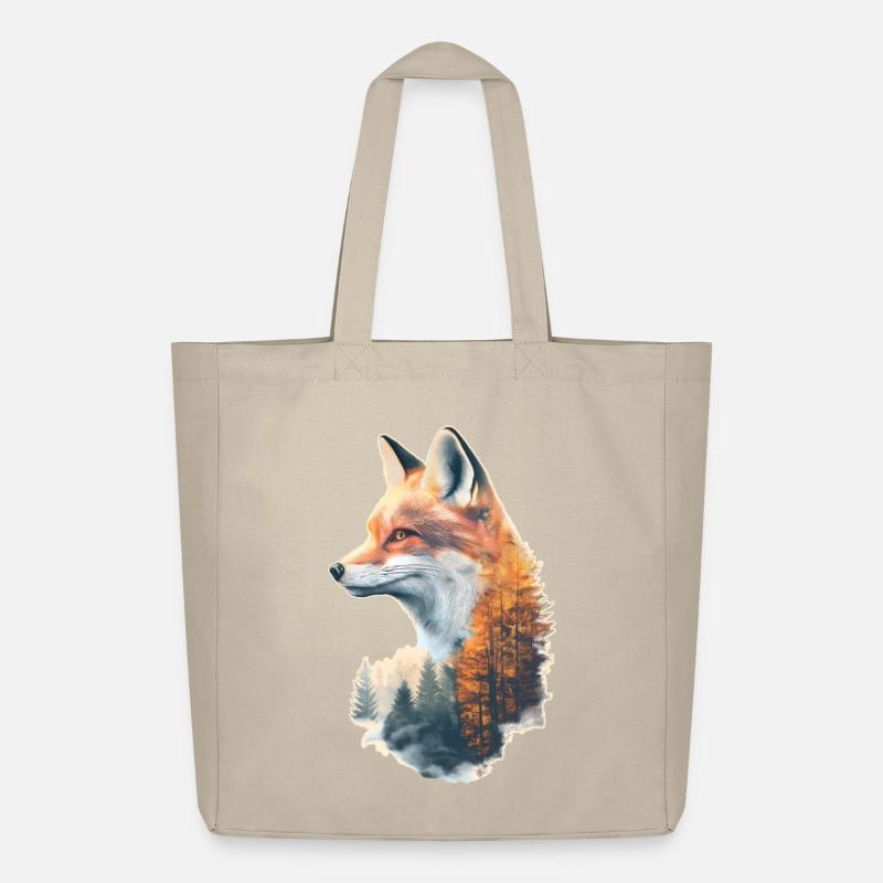 Fuchs im Herbstwald - Midweight recycelter Stoffbeutel von Stanley/Stella - Cremebeige
