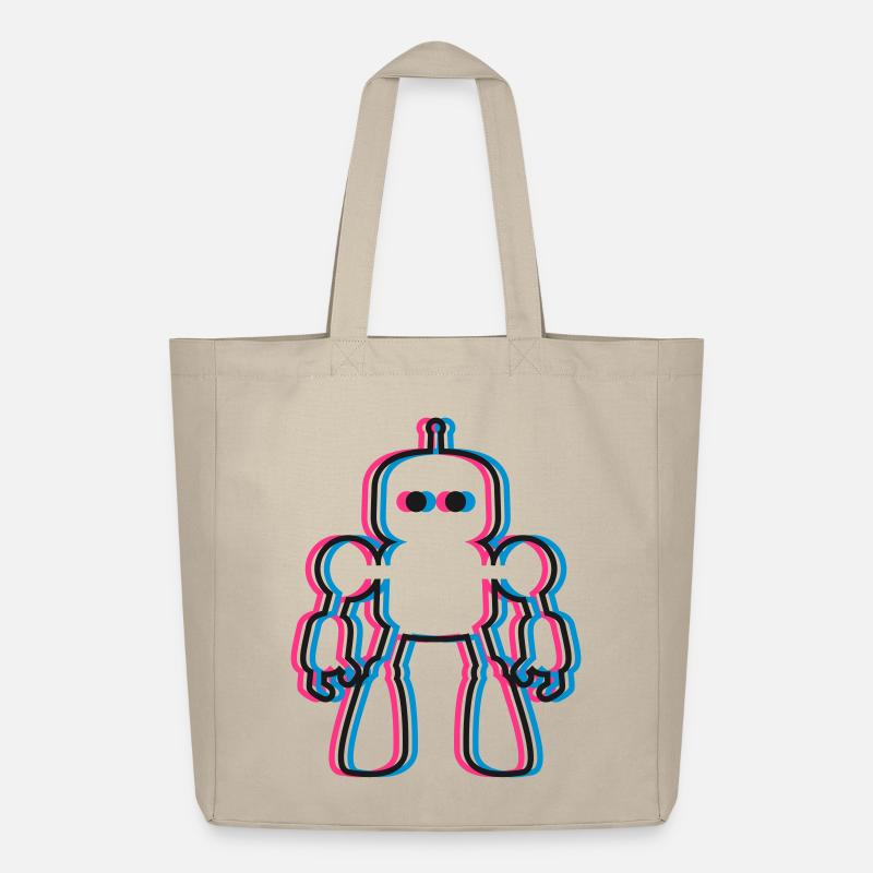 Robot 3D Effect IA Science-Fi - Tote bag Stanley/Stella Midweight recyclé - beige crème