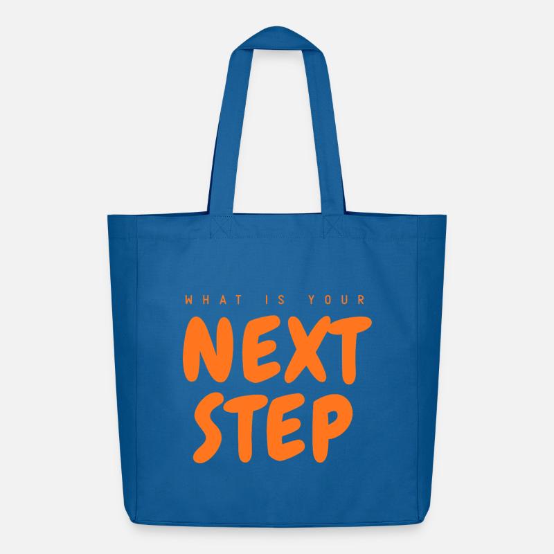 Nächster Schritt Orange Schrift, Next Step - Midweight recycelter Stoffbeutel von Stanley/Stella - Achtsames Blau