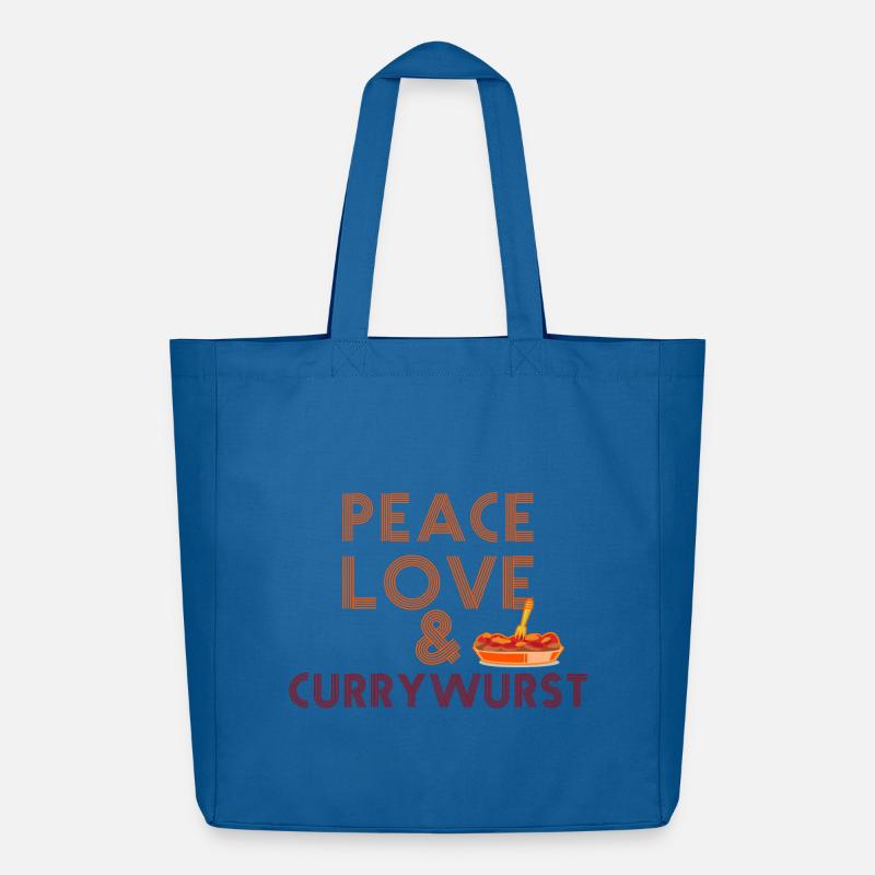 Peace, Love & Currywurst - Midweight recycelter Stoffbeutel von Stanley/Stella - Achtsames Blau