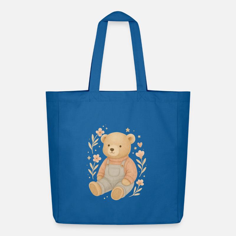 Süßer Boho Teddybär mit Blumen – Baby Design - Midweight recycelter Stoffbeutel von Stanley/Stella - Achtsames Blau