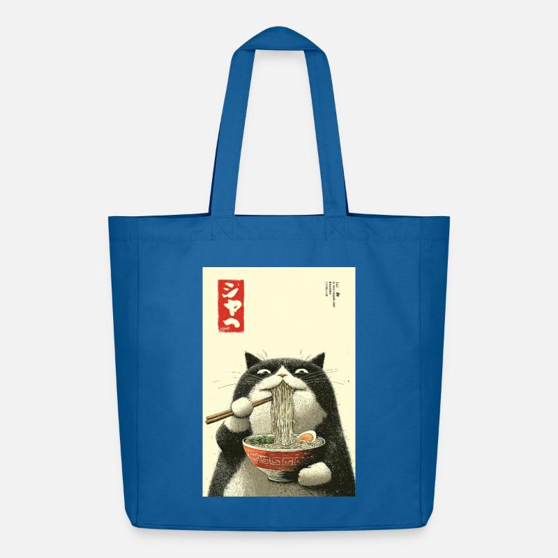 Ramen-Katze im Ukiyo-e-Stil - Midweight recycelter Stoffbeutel von Stanley/Stella - Achtsames Blau