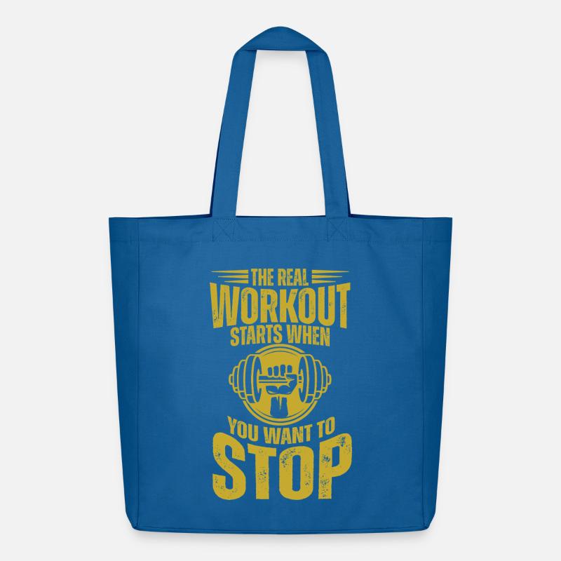 Echtes Workout startet, wenn du aufgibst - Midweight recycelter Stoffbeutel von Stanley/Stella - Achtsames Blau