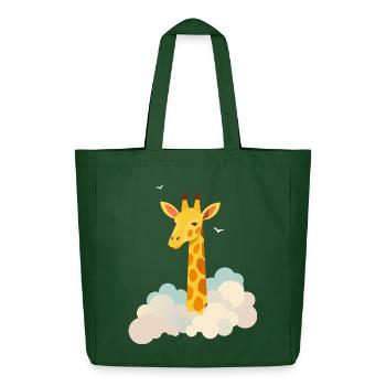 Douce girafe au-dessus des nuages – Motif onirique - Tote bag Stanley/Stella Midweight recyclé - vert bouteille - Devant