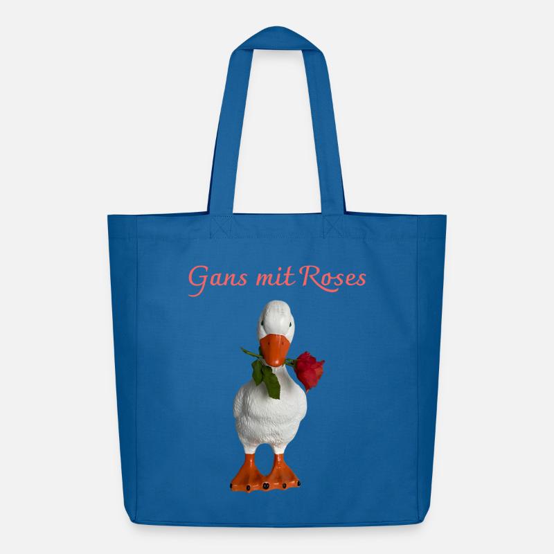 Gans mit Rose – Verspielte Figur - Midweight recycelter Stoffbeutel von Stanley/Stella - Achtsames Blau