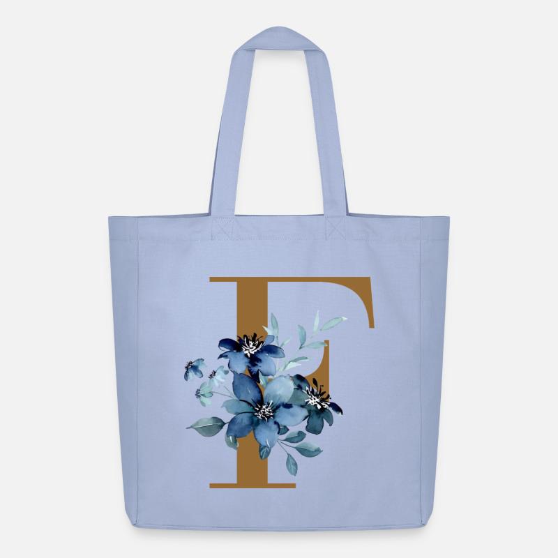F floral – Lettre dorée avec des fleurs - Tote bag Stanley/Stella Midweight recyclé - ciel