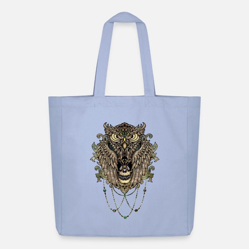 Elegante Eule mit Totenkopf - Midweight recycelter Stoffbeutel von Stanley/Stella - Sky