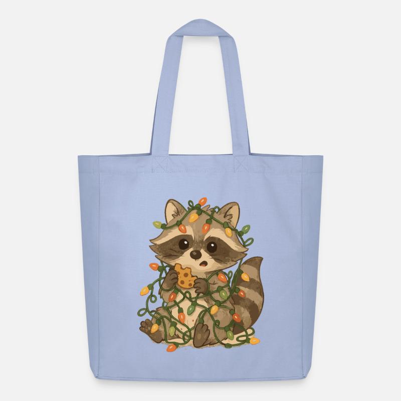 Weihnachts Waschbär mit Lichterkette - Midweight recycelter Stoffbeutel von Stanley/Stella - Sky